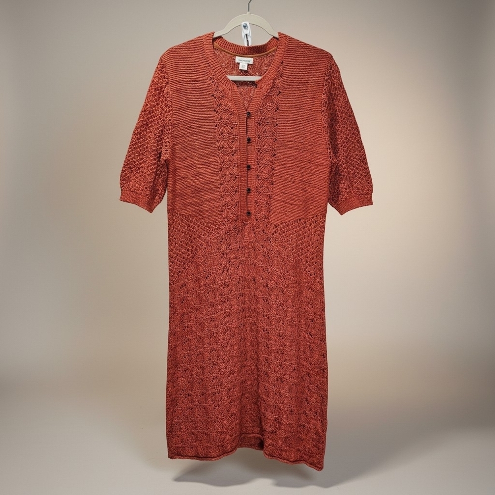 Sundance Crocheted Boho Pretty In Pointelle Open Knit Lined Dress Size L